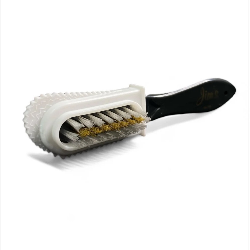 New Jim’s Cobbler Concierge Suede Brush Dual-Sided Shoe Brush with Black Handle